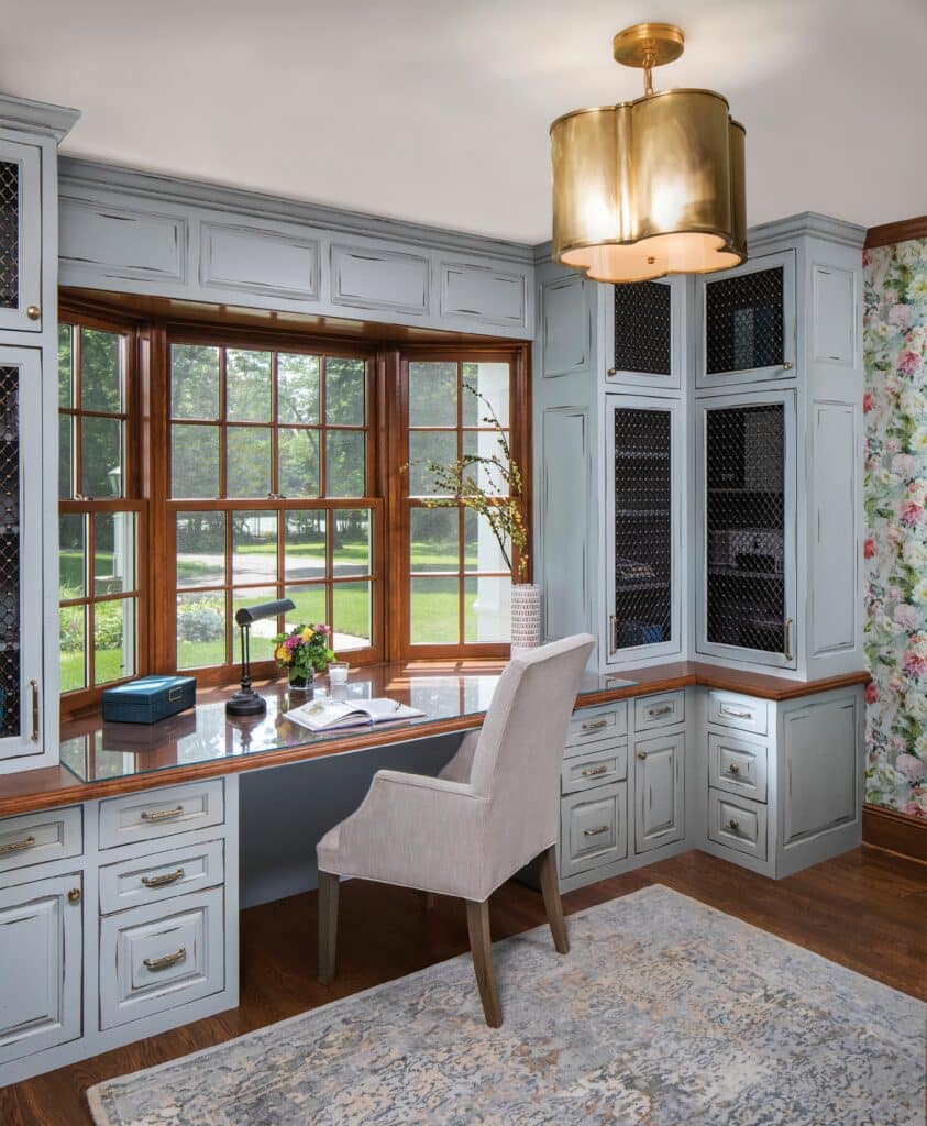 bay windows at a desk in a wixom home